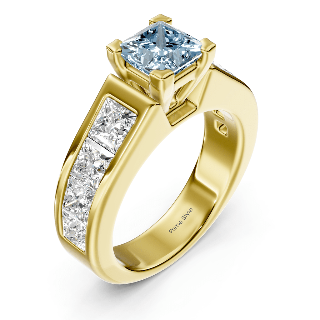 3.30 - 6.30 CT Princess Cut Fancy Blue Diamonds - Engagement Ring - Primestyle.com