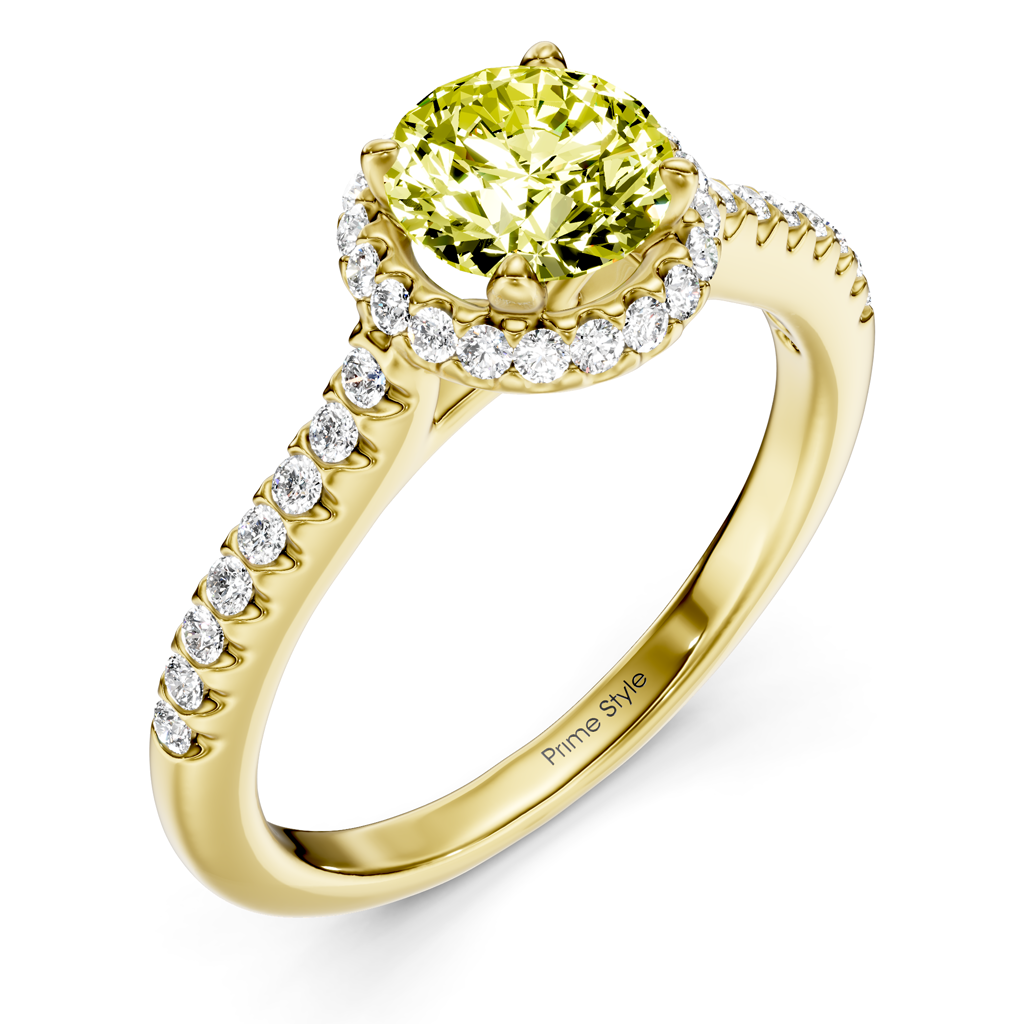 1.30-4.30 CT Round Cut Fancy Yellow Diamonds - Engagement Ring