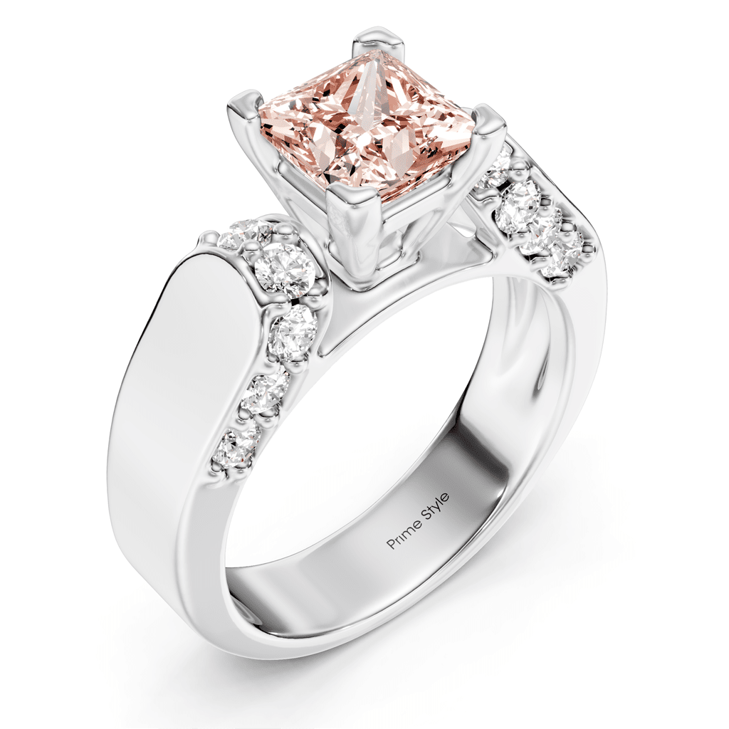 1.65 - 4.65 CT Princess & Round Cut Fancy Pink Diamonds - Engagement Ring - Primestyle.com