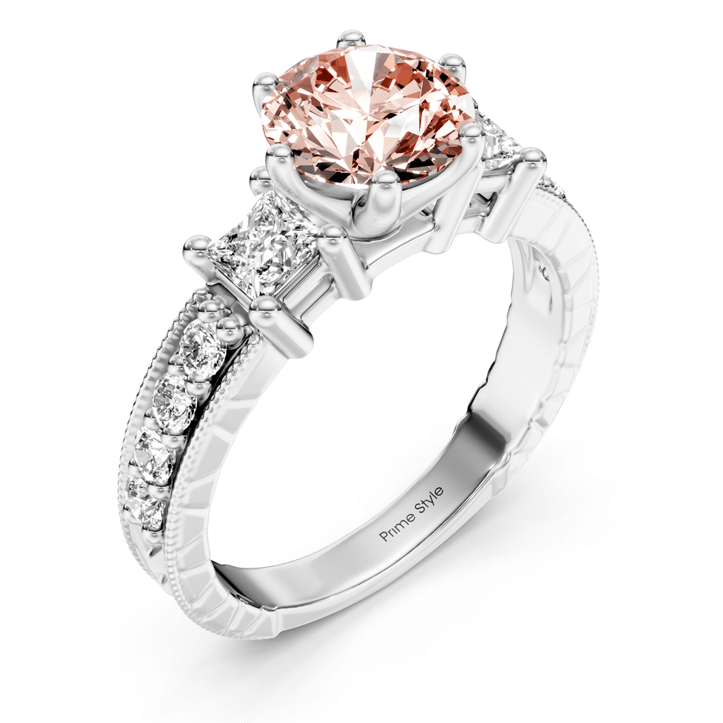1.70 - 4.70 CT Princess & Round Cut Fancy Pink Diamonds - Engagement Ring - Primestyle.com