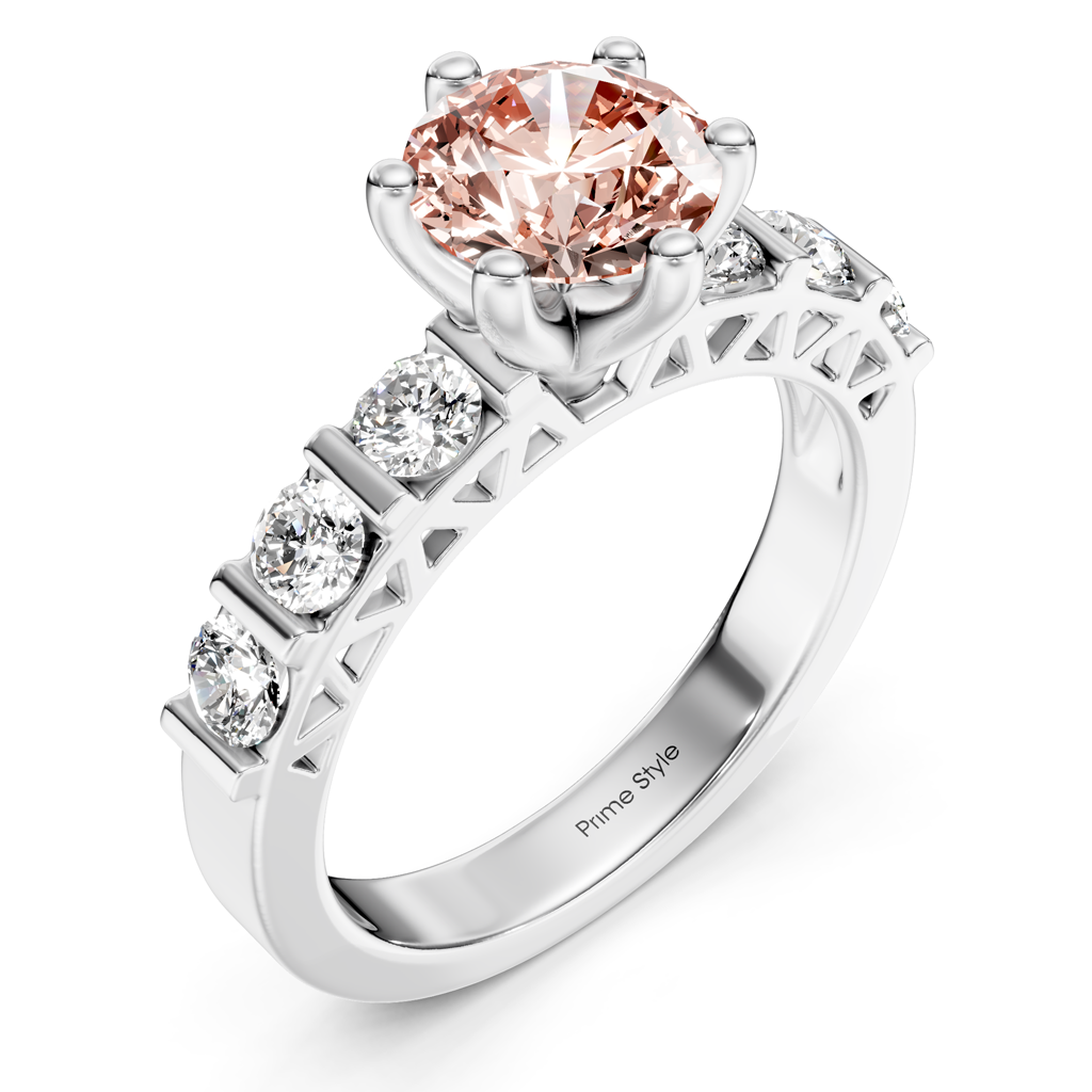 1.60-4.60 CT Round Cut Fancy Pink Diamonds - Engagement Ring