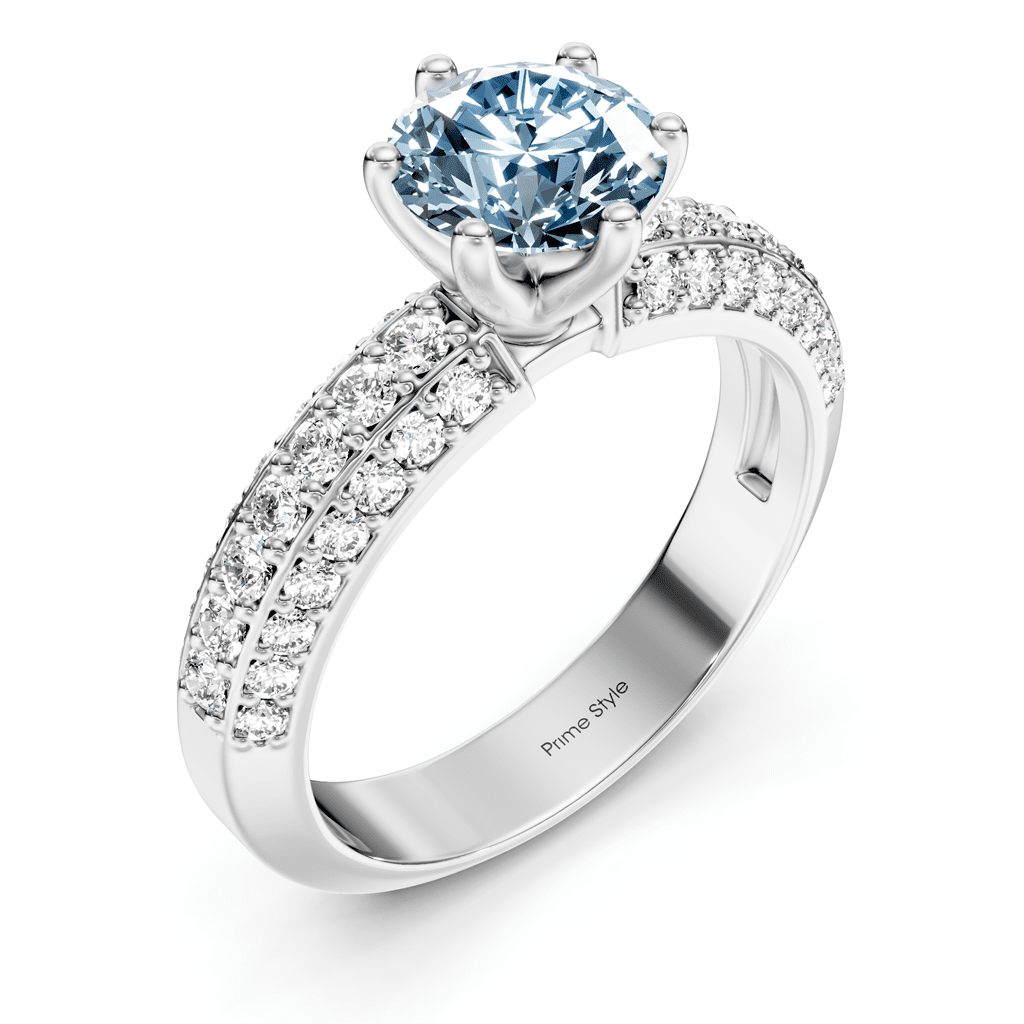 1.60 - 4.60 CT Round Cut Fancy Blue Diamonds - Engagement Ring - Primestyle.com