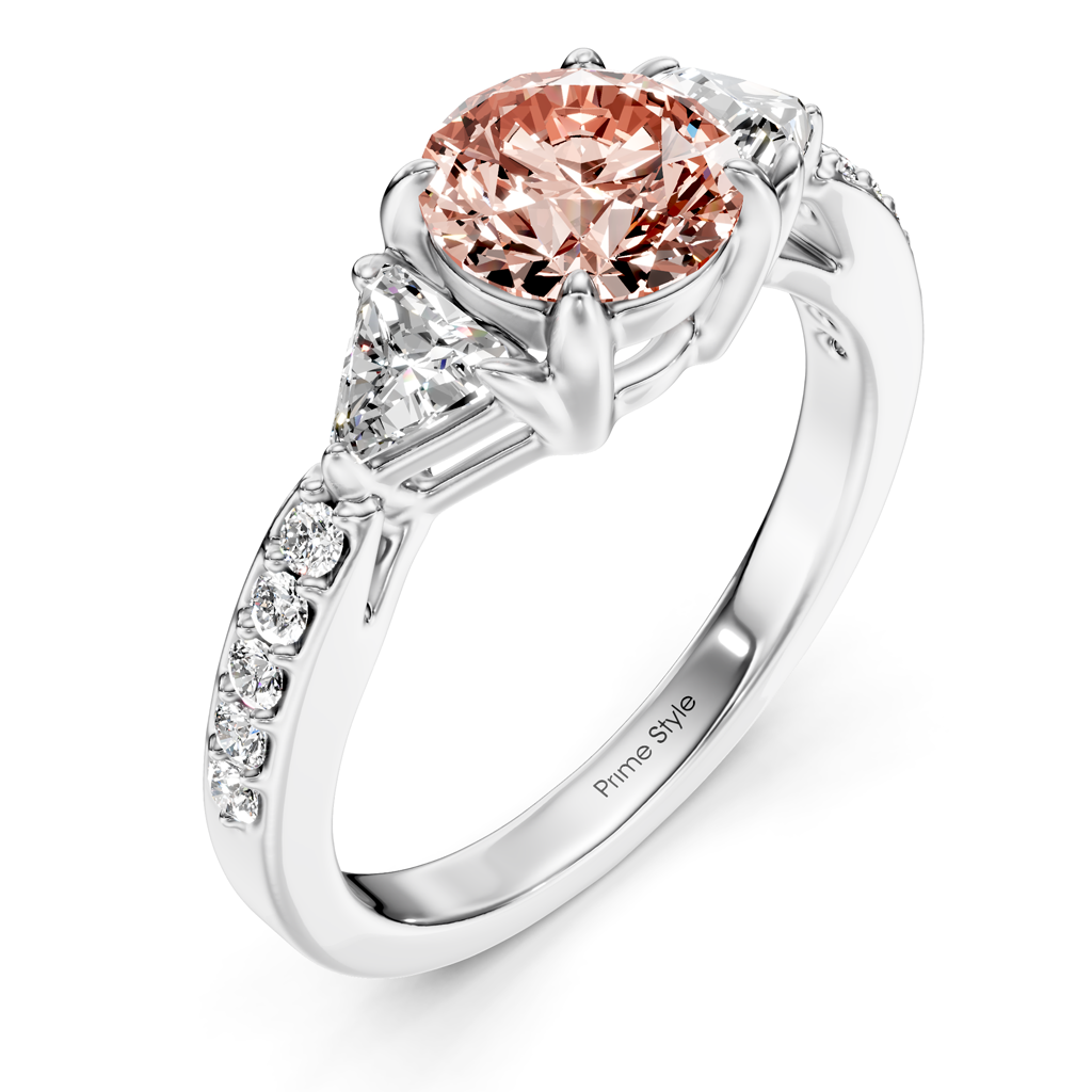 1.60-4.60 CT Round & Triangle Cut Fancy Pink Diamonds - Engagement Ring