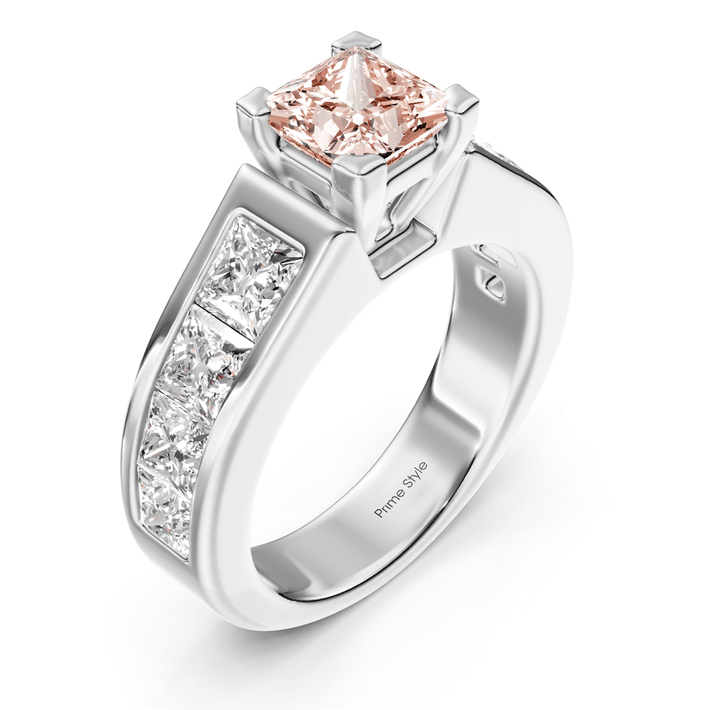 3.30 - 6.30 CT Princess Cut Fancy Pink Diamonds - Engagement Ring - Primestyle.com