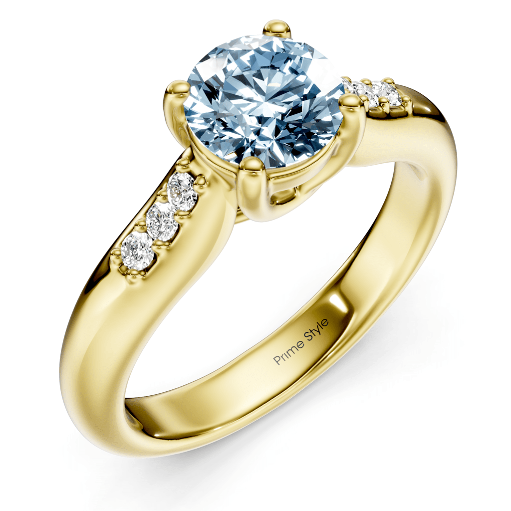 1.10 - 4.10 CT Round Cut Fancy Blue Diamonds - Engagement Ring - Primestyle.com