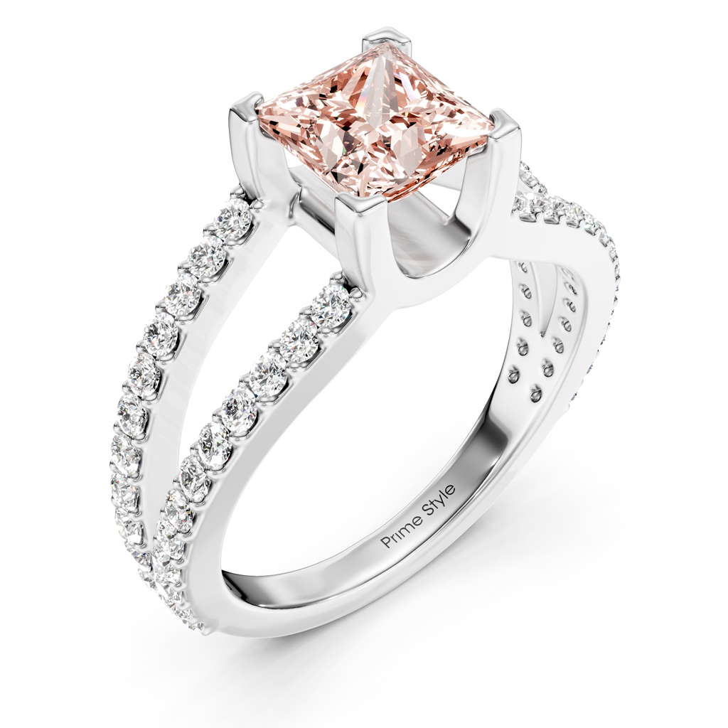 1.50-4.50 CT Princess & Round Cut Fancy Pink Diamonds - Engagement Ring