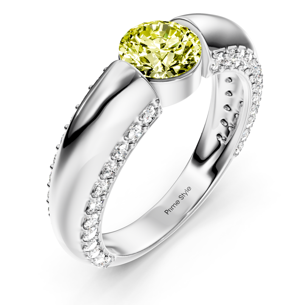 1.65-4.65 CT Round Cut Fancy Yellow Diamonds - Engagement Ring