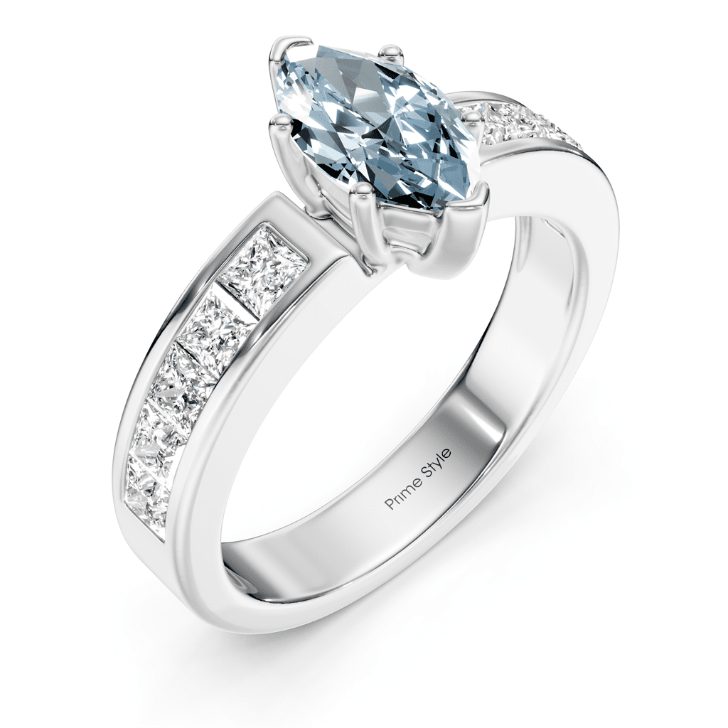 1.90 - 4.90 CT Princess Cut Fancy Blue Diamonds - Engagement Ring - Primestyle.com