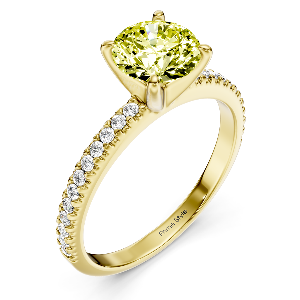 1.20-4.20 CT Round Cut Fancy Yellow Diamonds - Engagement Ring