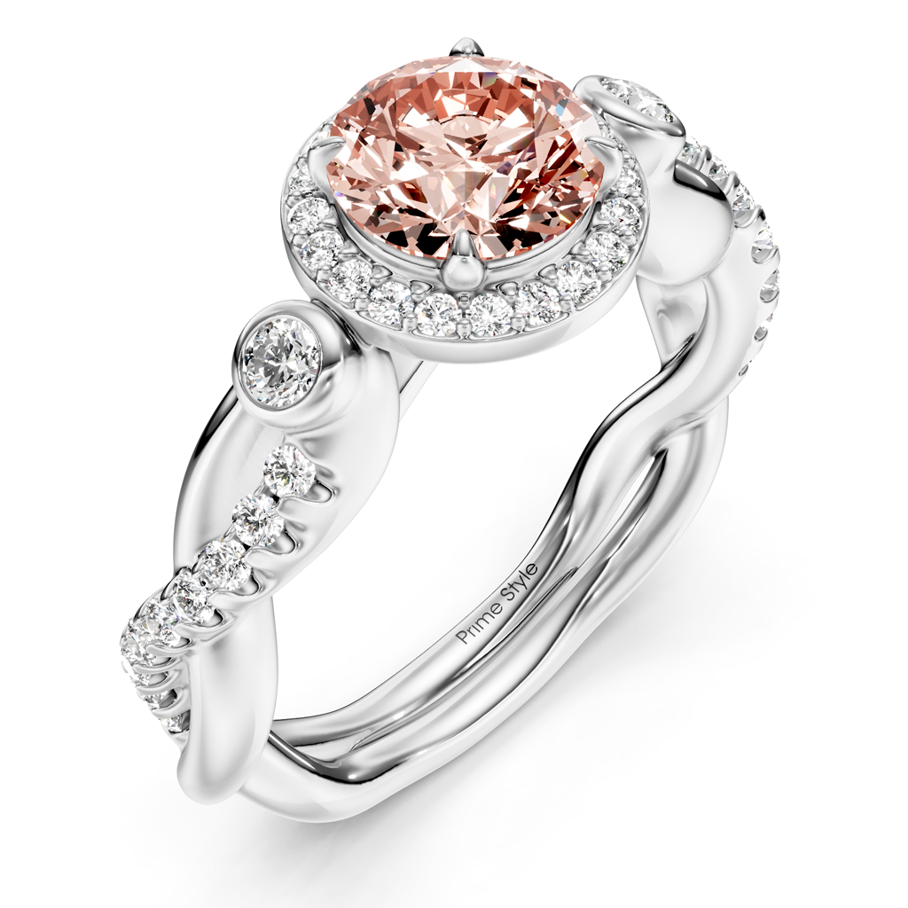 1.70-4.70 CT Princess & Round Cut Fancy Pink Diamonds - Engagement Ring