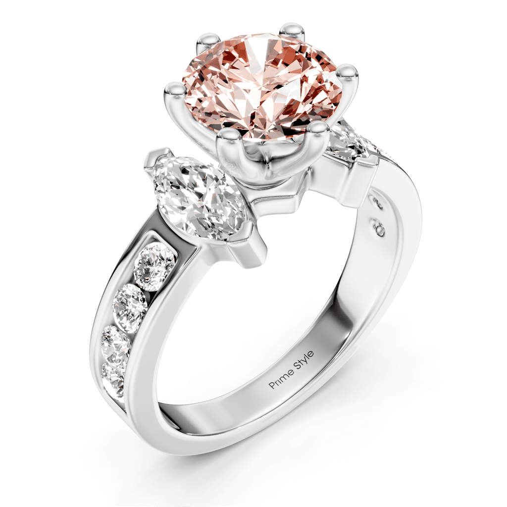 1.85 - 4.85 CT Marquise & Round Cut Fancy Pink Diamonds - Engagement Ring - Primestyle.com
