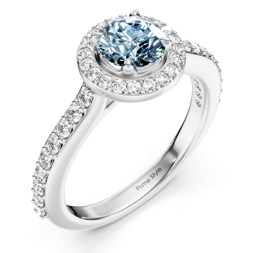1.40-4.40 CT Round Cut Fancy Blue Diamonds - Engagement Ring