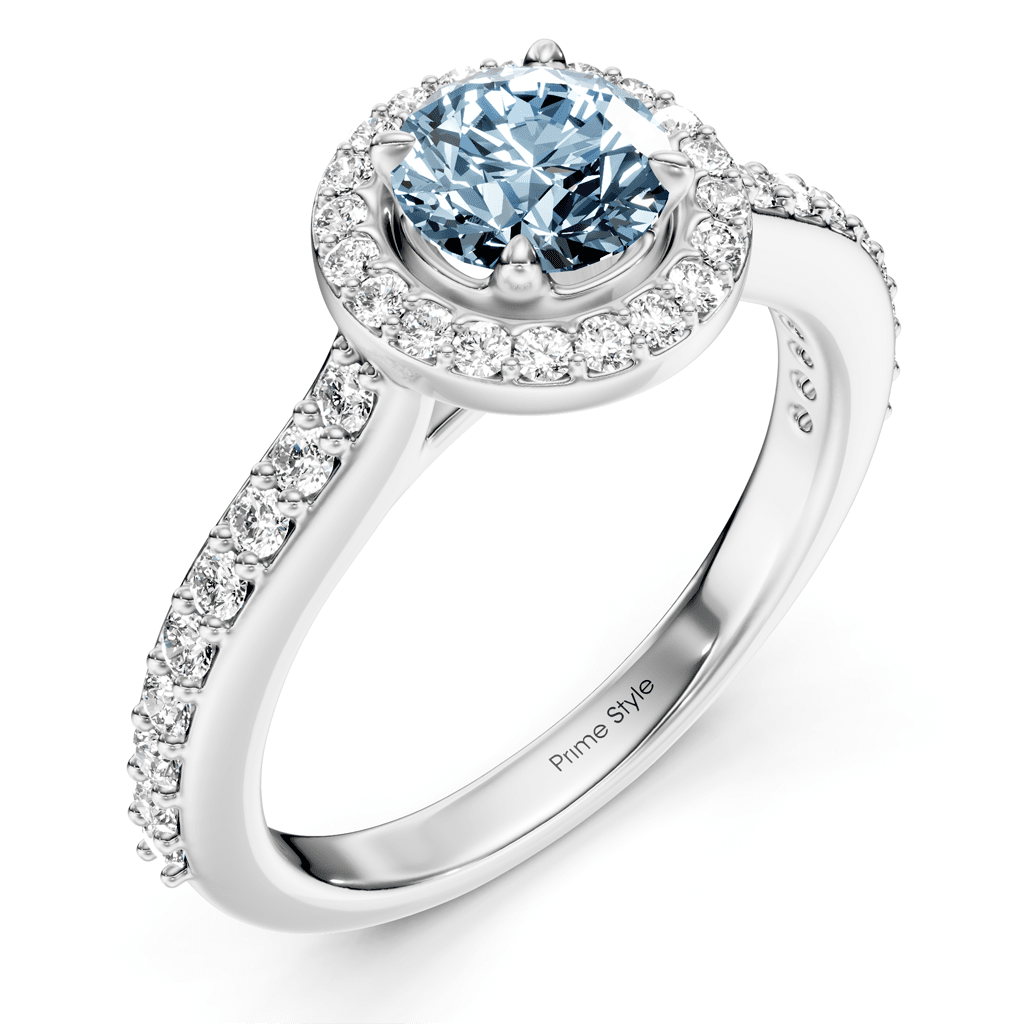 1.40 - 4.40 CT Round Cut Fancy Blue Diamonds - Engagement Ring - Primestyle.com