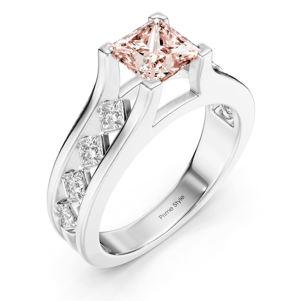 1.80 - 4.80 CT Princess Cut Fancy Pink Diamonds - Engagement Ring - Primestyle.com