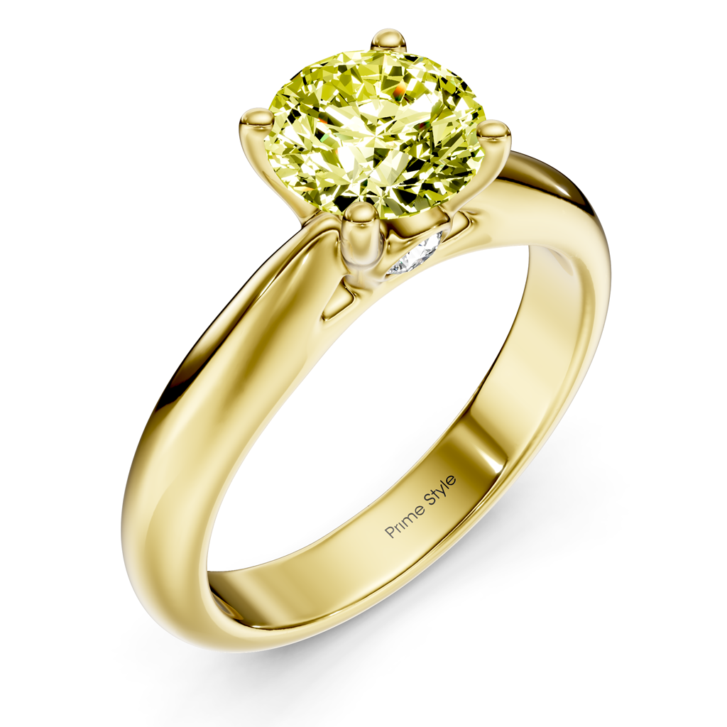 1.10-4.10 CT Round Cut Fancy Yellow Diamonds - Engagement Ring
