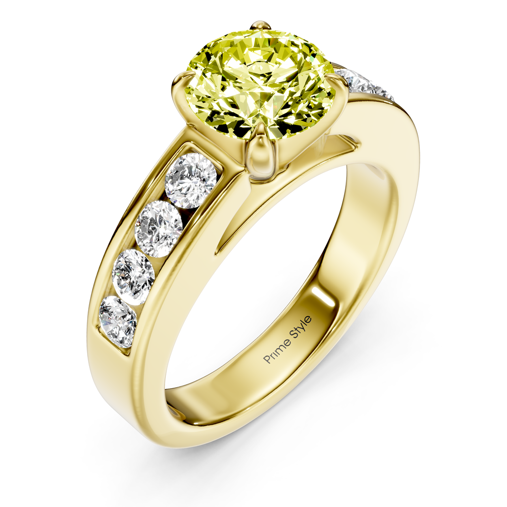 1.45-4.45 CT Round Cut Fancy Yellow Diamonds - Engagement Ring