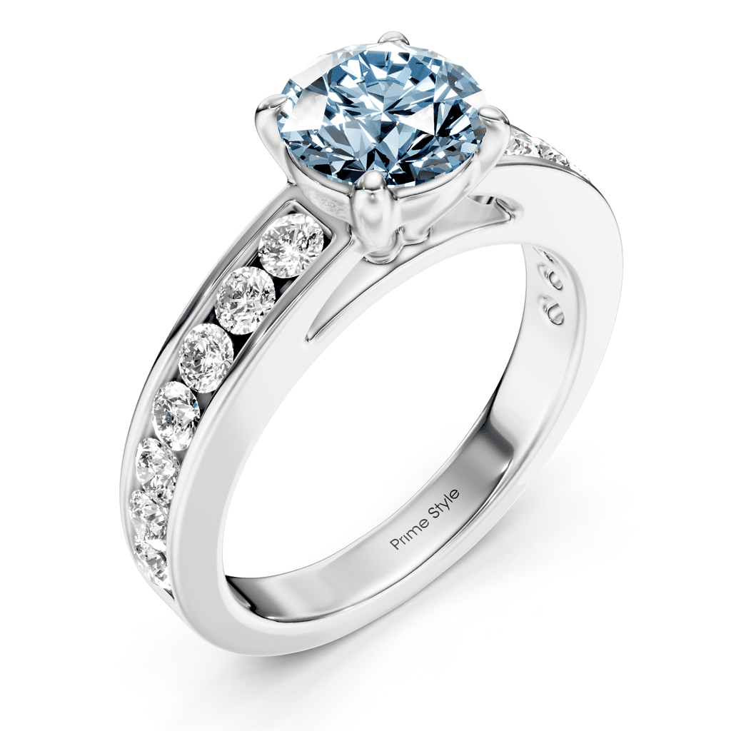 1.65 - 4.65 CT Round Cut Fancy Blue Diamonds - Engagement Ring - Primestyle.com