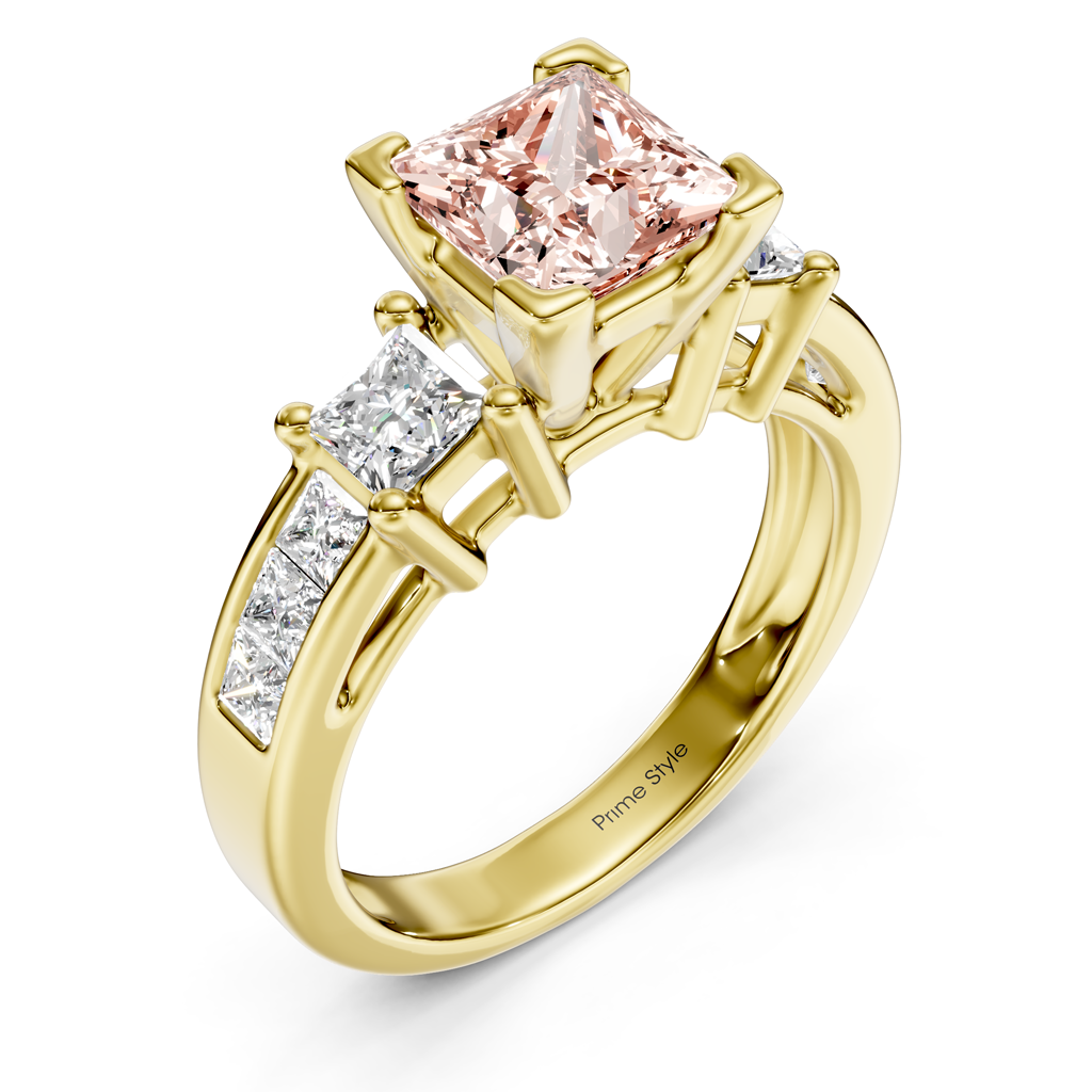 1.85-4.85 CT Princess Cut Fancy Pink Diamonds - Engagement Ring