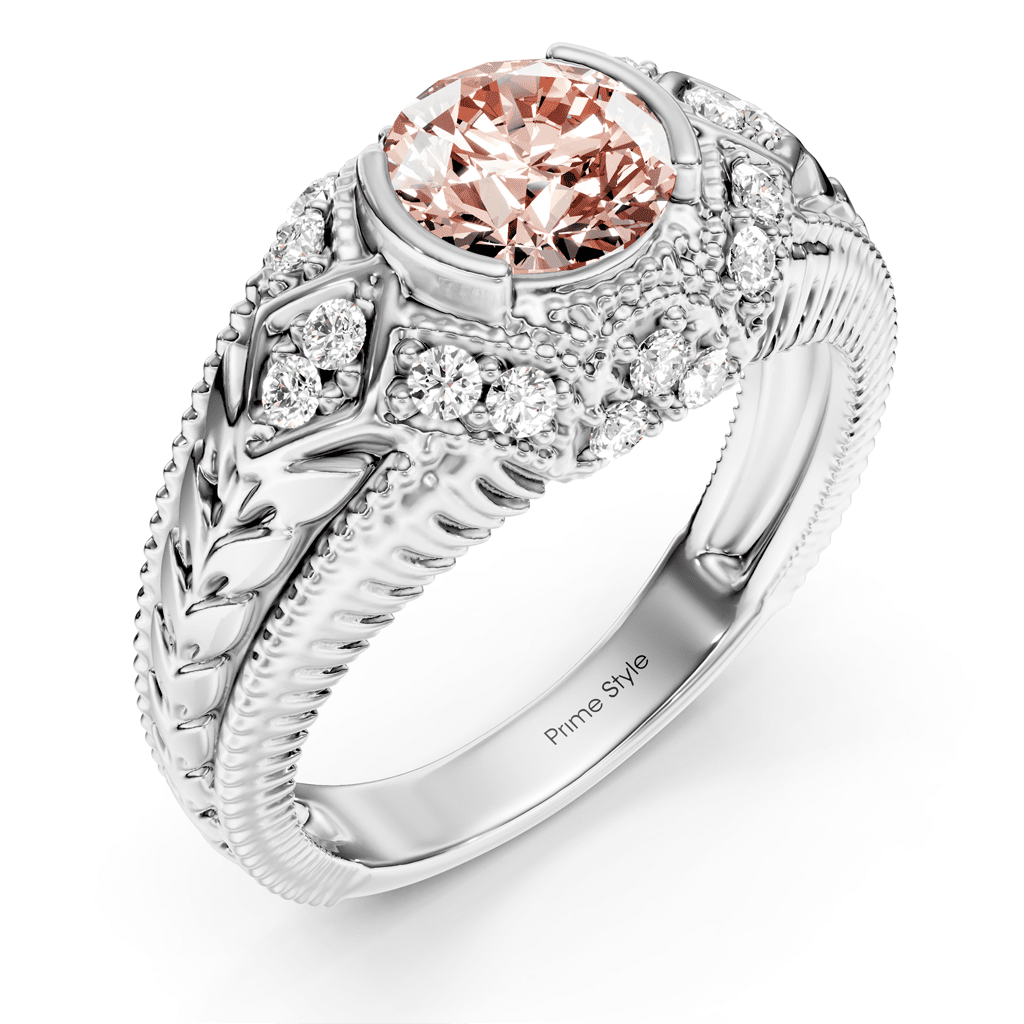 1.25 - 4.25 CT Round Cut Fancy Pink Diamonds - Engagement Ring - Primestyle.com
