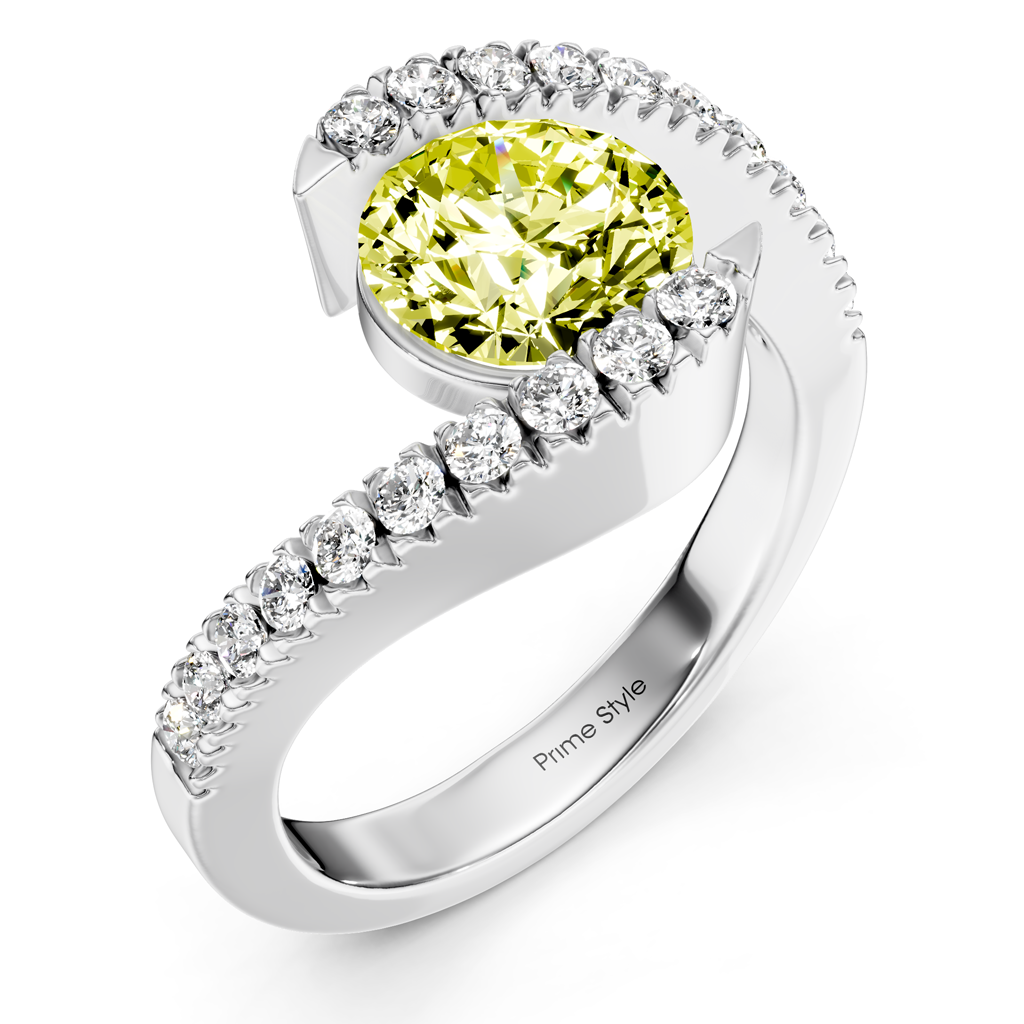 1.30-4.30 CT Round Cut Fancy Yellow Diamonds - Engagement Ring