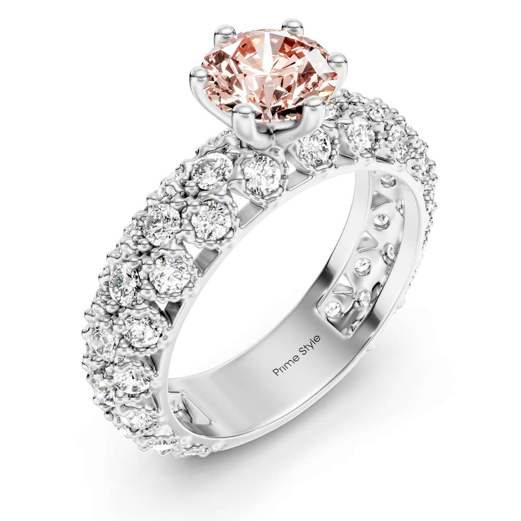 2.50-5.50 CT Round Cut Fancy Pink Diamonds - Engagement Ring