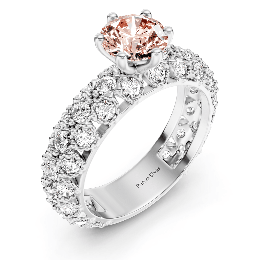 2.50 - 5.50 CT Round Cut Fancy Pink Diamonds - Engagement Ring - Primestyle.com