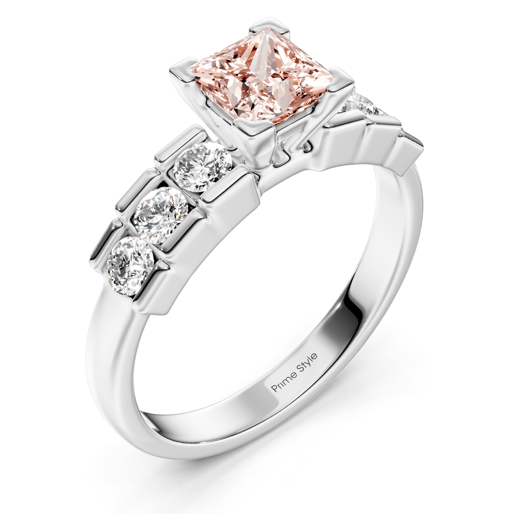 1.60-4.60 CT Princess & Round Cut Fancy Pink Diamonds - Engagement Ring