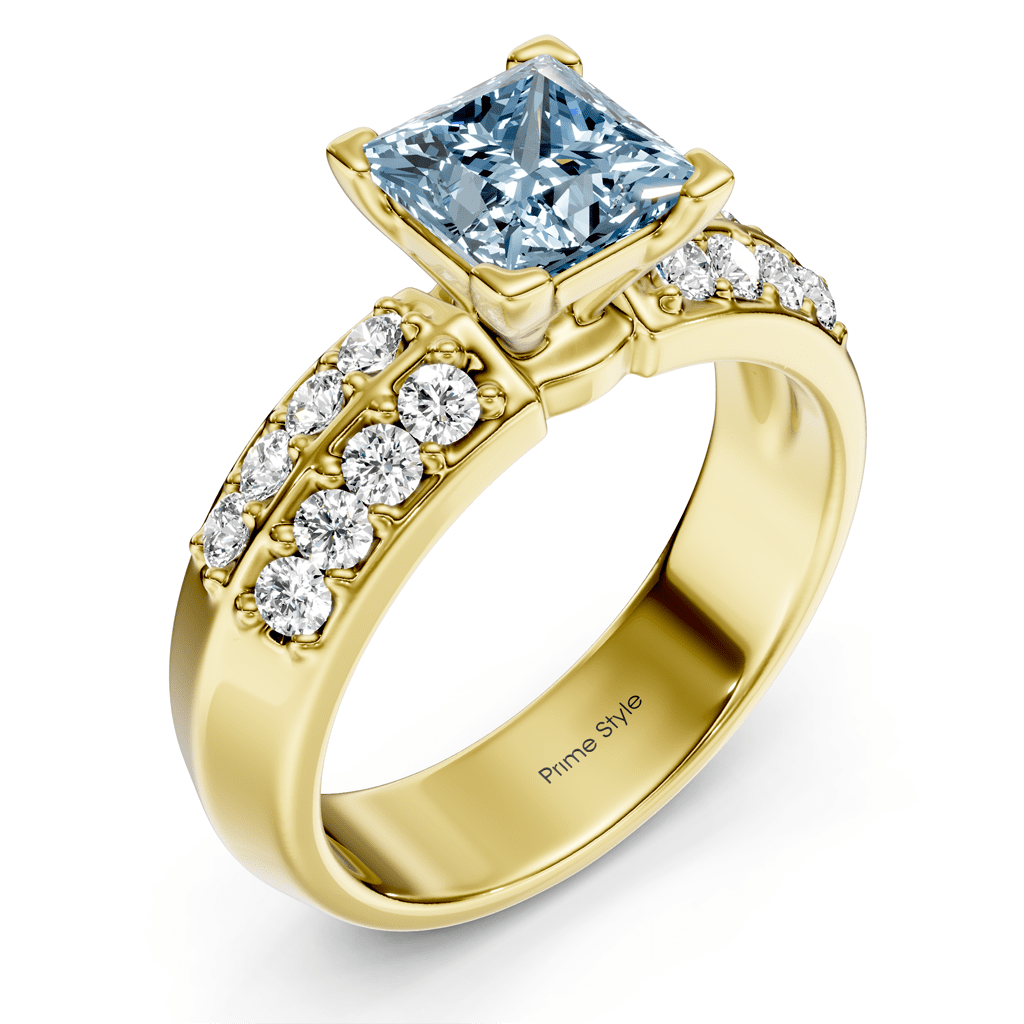 1.35 - 4.35 CT Round Cut Fancy Blue Diamonds - Engagement Ring - Primestyle.com