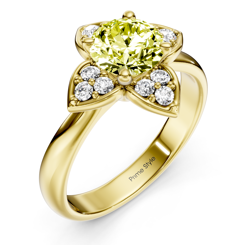 1.20-4.20 CT Round Cut Fancy Yellow Diamonds - Engagement Ring