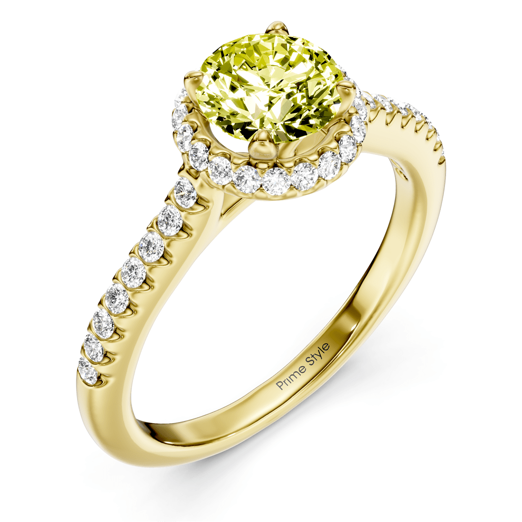 1.30 - 4.30 CT Round Cut Fancy Yellow Diamonds - Engagement Ring - Primestyle.com