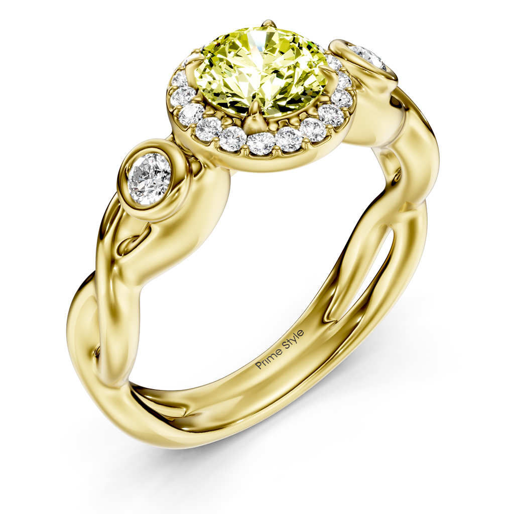 1.27-4.27 CT Round Cut Fancy Yellow Diamonds - Engagement Ring