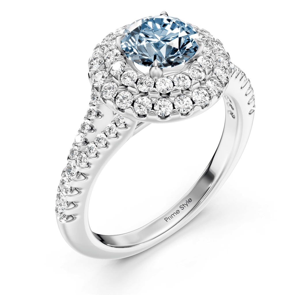 1.49 - 4.49 CT Round Cut Fancy Blue Diamonds - Engagement Ring - Primestyle.com