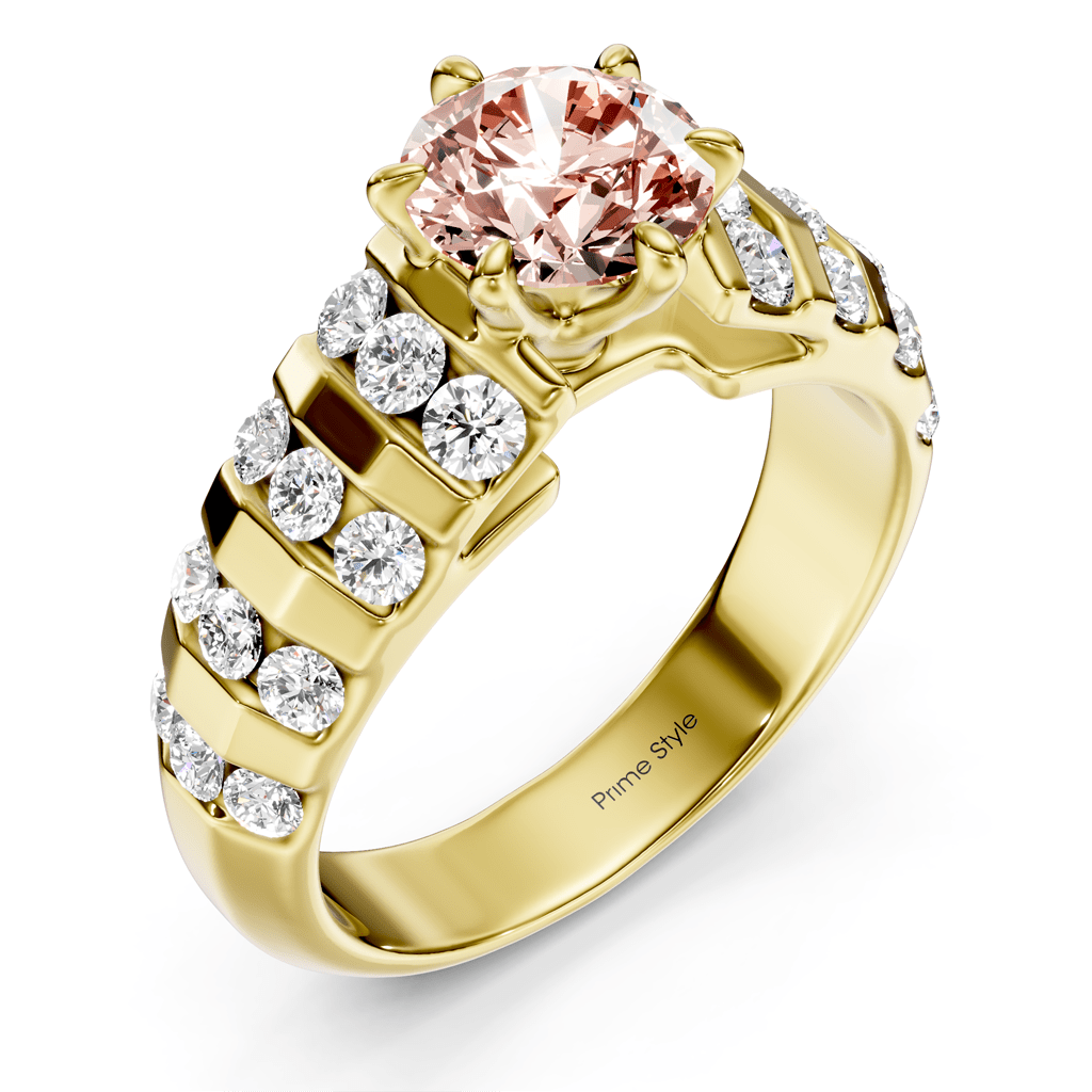 1.75 - 4.75 CT Round Cut Fancy Pink Diamonds - Engagement Ring - Primestyle.com