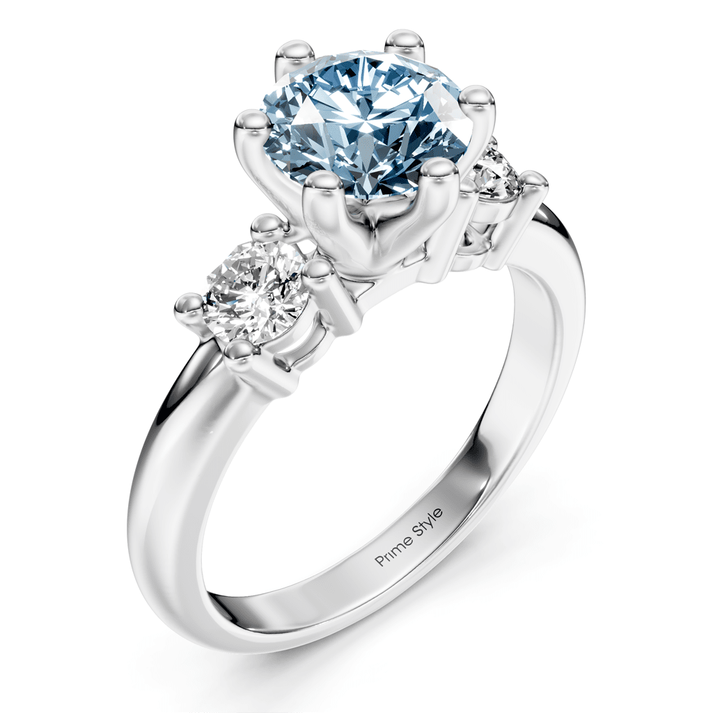 1.40-4.40 CT Round Cut Fancy Blue Diamonds - Engagement Ring