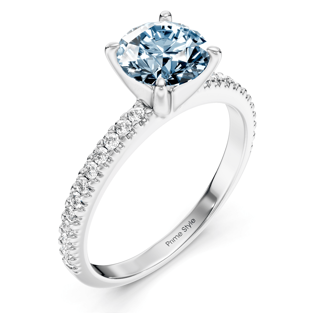 1.20 - 4.20 CT Round Cut Fancy Blue Diamonds - Engagement Ring - Primestyle.com