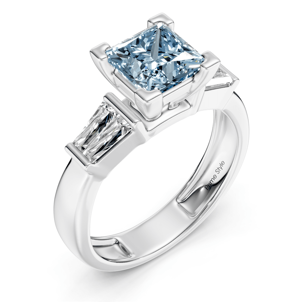 1.40 - 4.40 CT Princess & Taper Cut Fancy Blue Diamonds - Engagement Ring - Primestyle.com