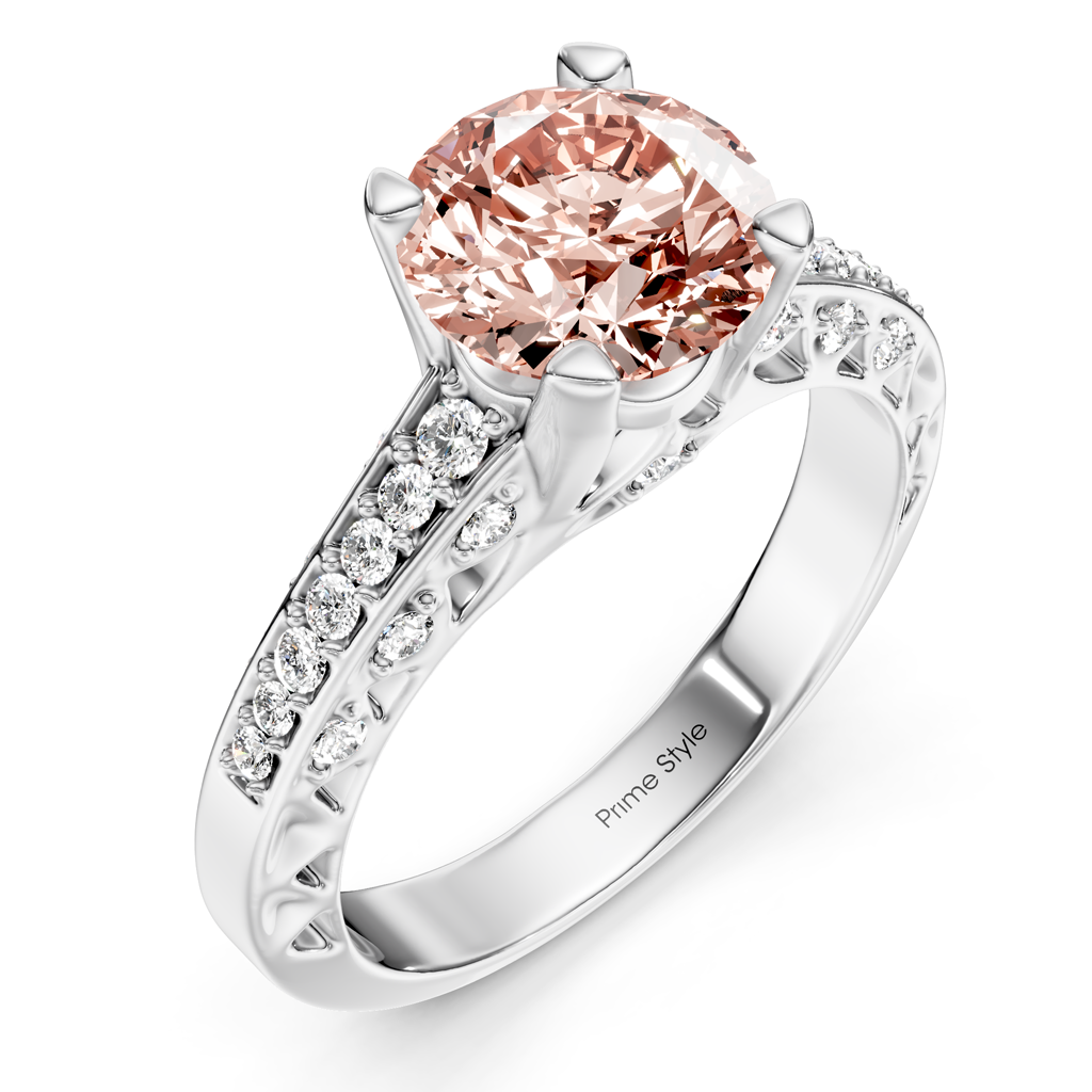 1.25-4.25 CT Round Cut Fancy Pink Diamonds - Engagement Ring