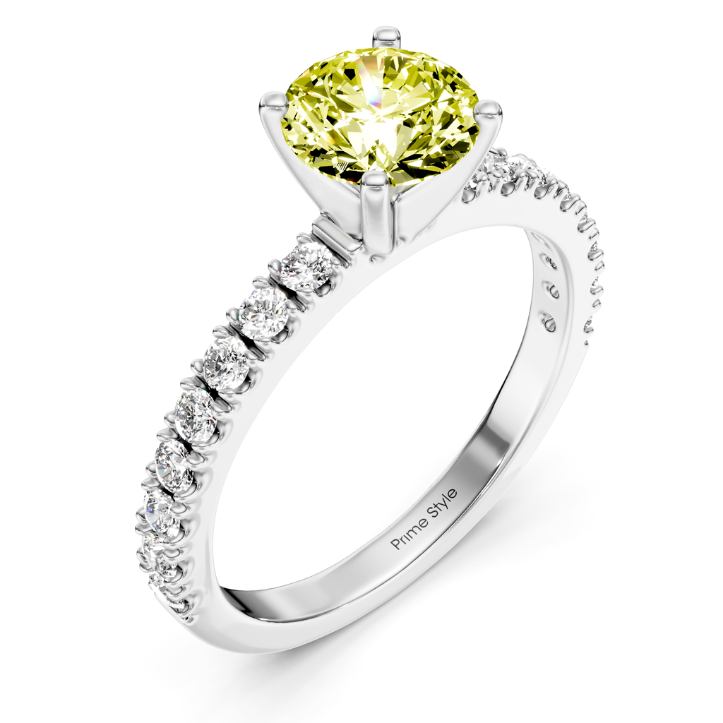 1.40-4.40 CT Round Cut Fancy Yellow Diamonds - Engagement Ring