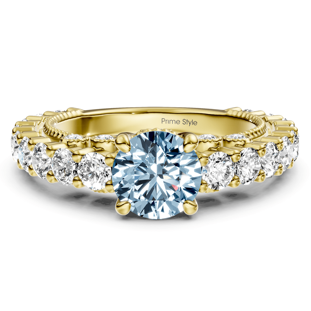 2.70 - 5.70 CT Round Cut Fancy Blue Diamonds - Engagement Ring - Primestyle.com