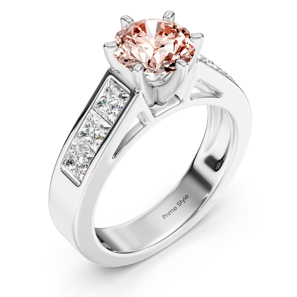 2.05-5.05 CT Princess & Round Cut Fancy Pink Diamonds - Engagement Ring