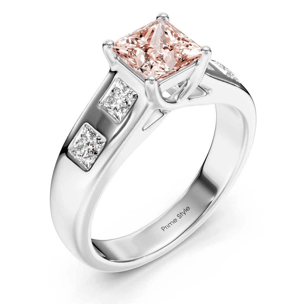 1.50 - 4.50 CT Princess Cut Fancy Pink Diamonds - Engagement Ring - Primestyle.com