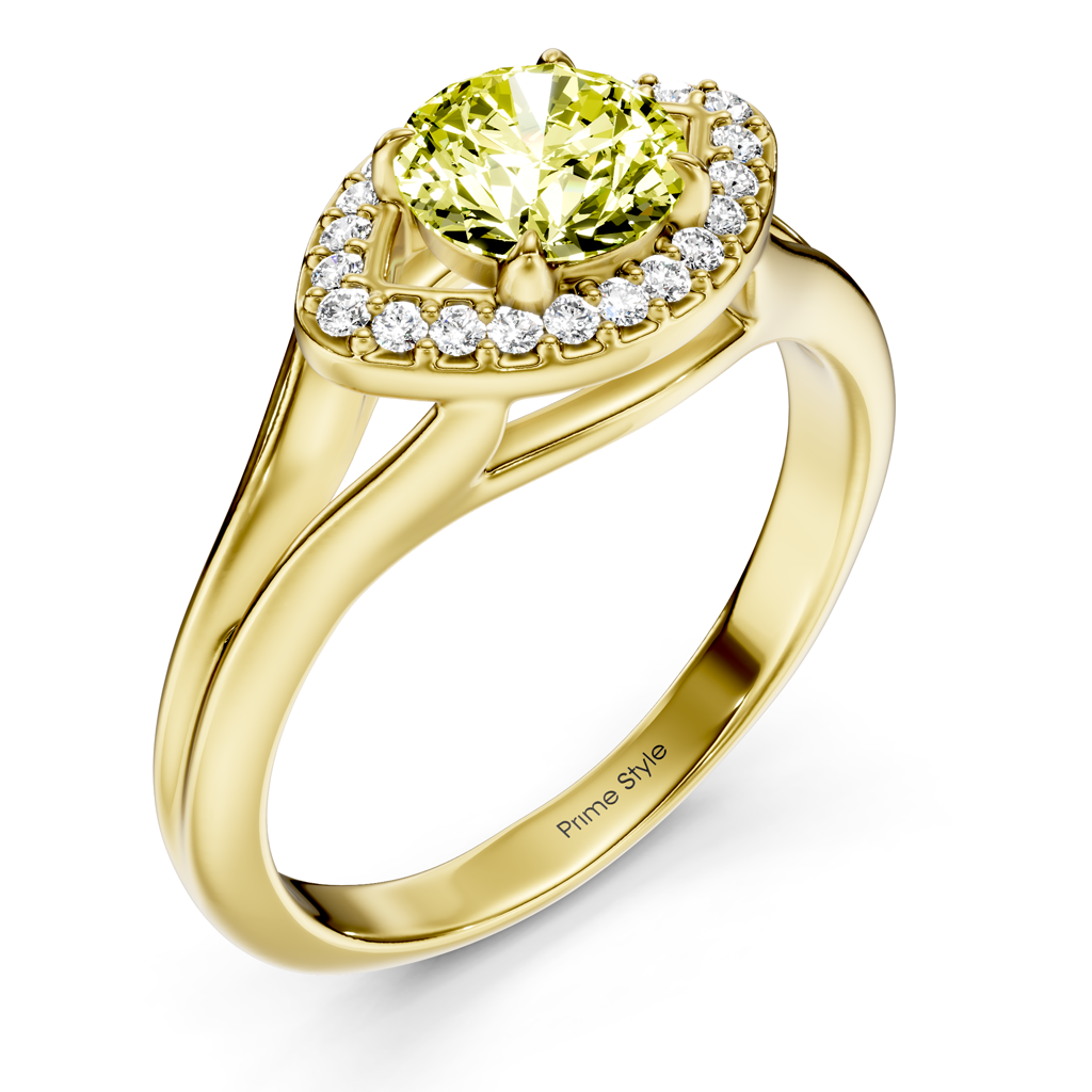 1.10-4.10 CT Round Cut Fancy Yellow Diamonds - Engagement Ring