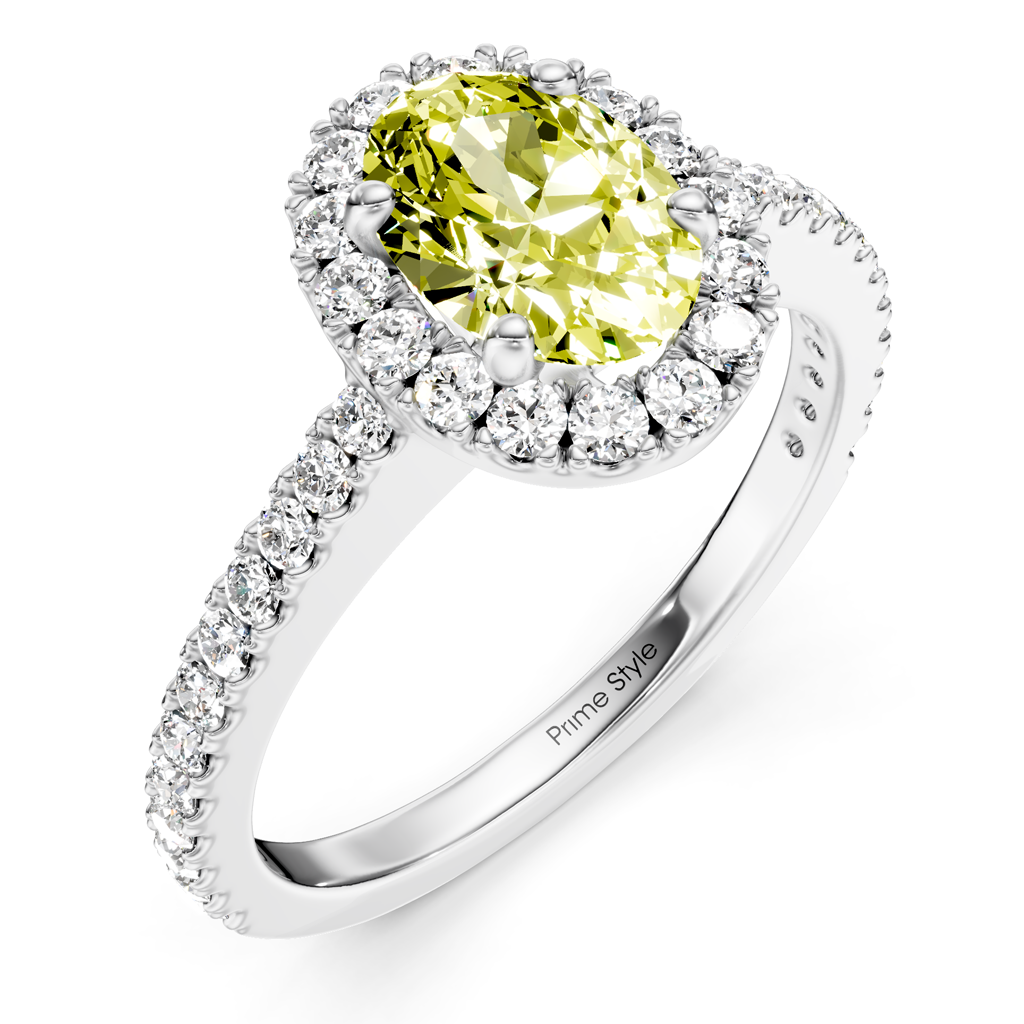 1.37-4.37 CT Oval & Round Cut Fancy Yellow Diamonds - Engagement Ring