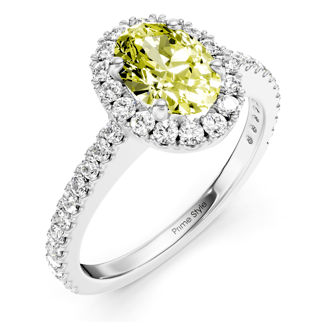 1.37 - 4.37 CT Oval & Round Cut Fancy Yellow Diamonds - Engagement Ring - Primestyle.com