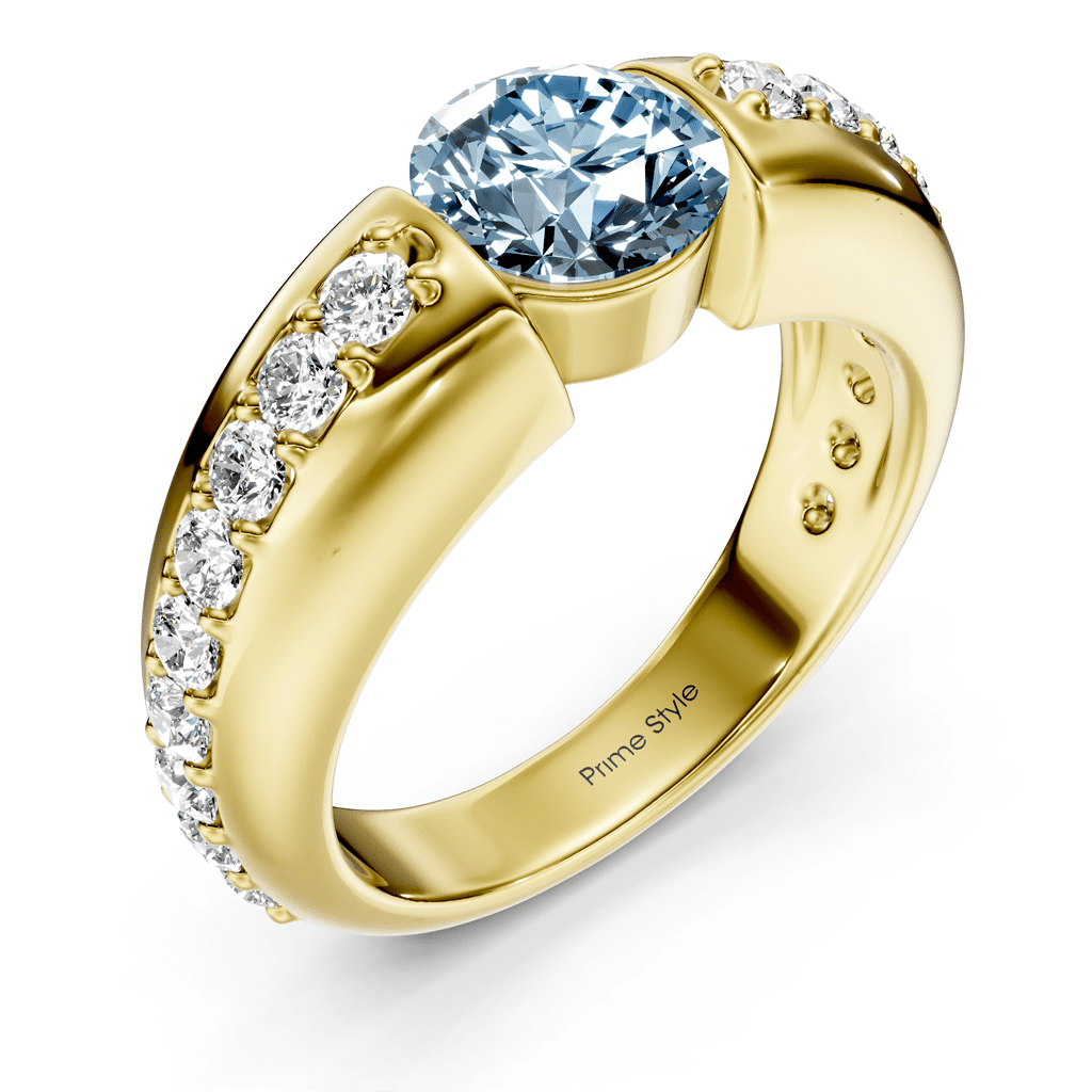 1.50-4.50 CT Round Cut Fancy Blue Diamonds - Engagement Ring