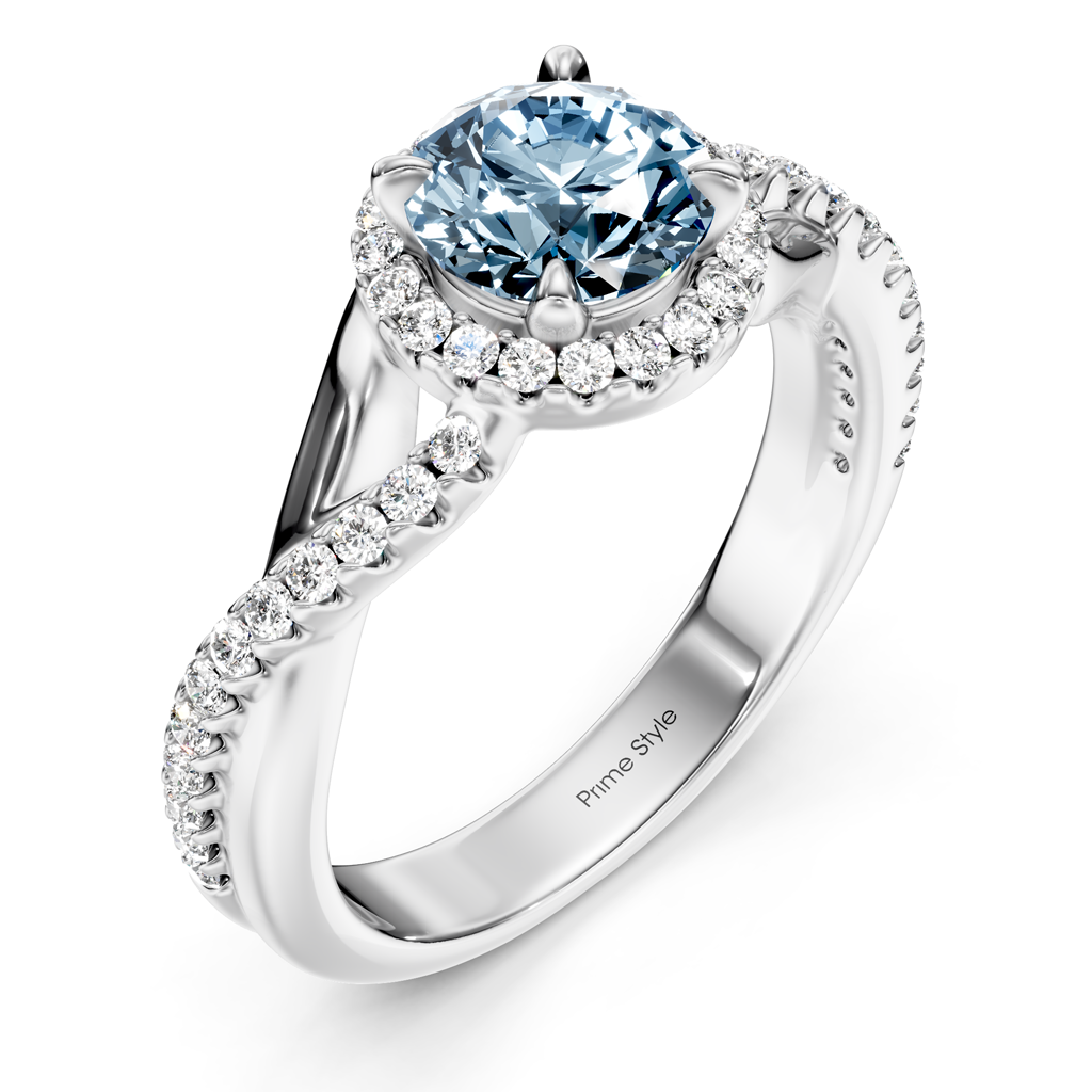 1.25-4.25 CT Round Cut Fancy Blue Diamonds - Engagement Ring