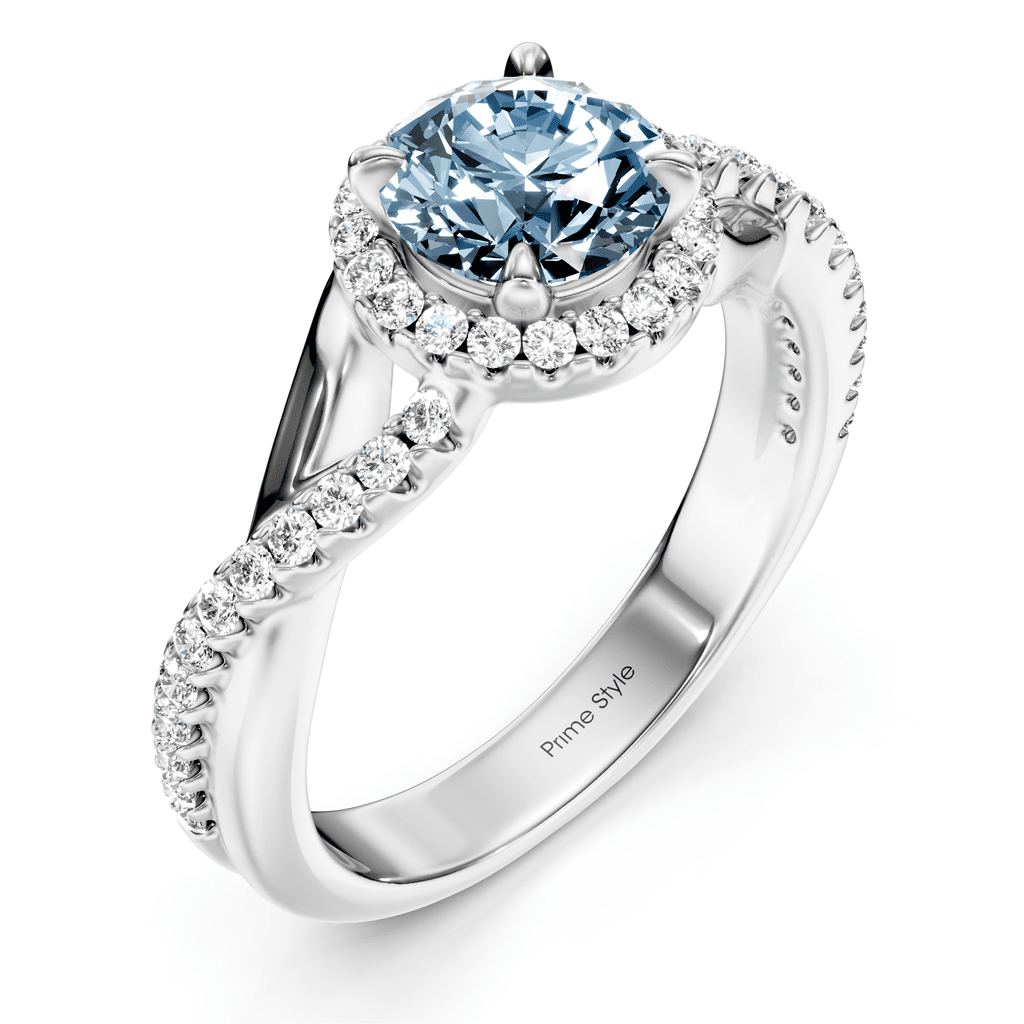 1.25 - 4.25 CT Round Cut Fancy Blue Diamonds - Engagement Ring - Primestyle.com