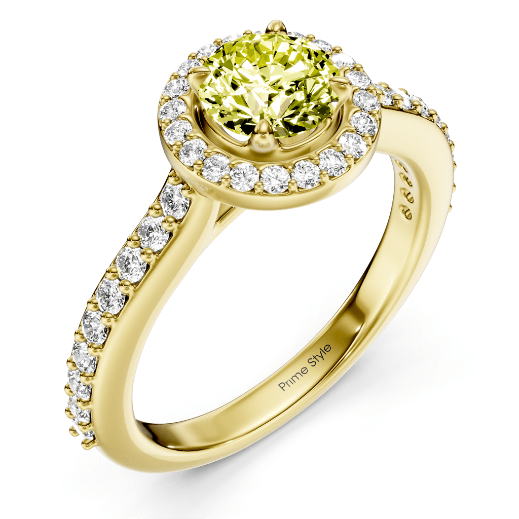 1.40 - 4.40 CT Round Cut Fancy Yellow Diamonds - Engagement Ring - Primestyle.com
