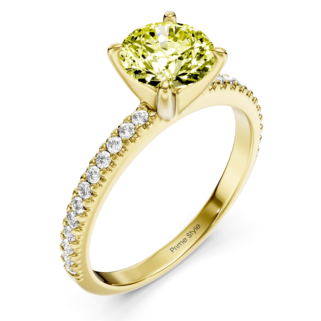 1.20 - 4.20 CT Round Cut Fancy Yellow Diamonds - Engagement Ring - Primestyle.com