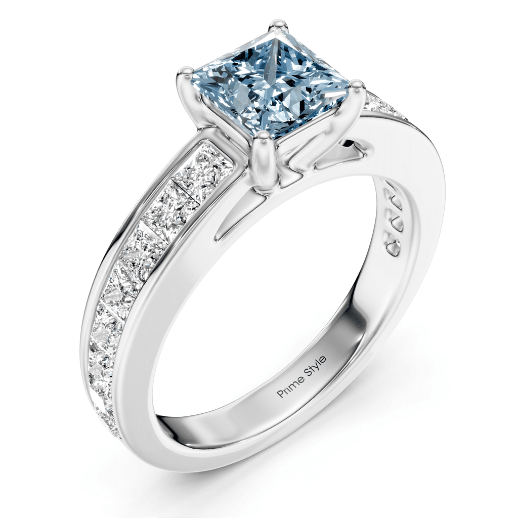 2.25 - 5.25 CT Princess Cut Fancy Blue Diamonds - Engagement Ring - Primestyle.com